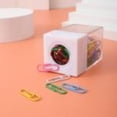 thumbnail image 2 of Paper Clip Holder Clips Dispenser, Desk Magnetic Absorption Box Paperclip Holder, Macaron Transparent Clips Dispenser(Green), 2 of 7