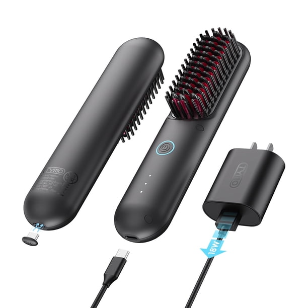 TYMO Porta Cepillo Alisador de Cabello Inalámbrico, Mini Cepillo Alisador Portátil para Viajes, Plancha de Cabello con Peine Caliente de Iones Negativos para Mujeres, Ligero para Llevar, Recargable po