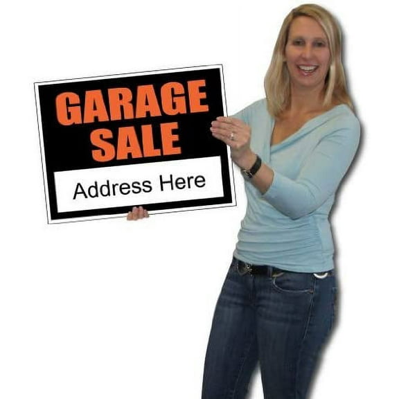 Garage Sale Sign Set, 18 inches x 24 inches Signs with Arrows and Sign Stakes 12453