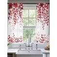 thumbnail image 3 of Sheer Curtains 72 Inches Long, Red Eucalyptus Leaves Light Filtering Window Curtains for Living Room/Bedroom, Summer Botanical Weeping Rod Pocket Voile Sheer Curtain Drapes, 52"W x 72"L, 2 Panels, 3 of 8