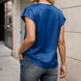 thumbnail image 4 of XIAOCHA Dolman Sleeve Satin Tops For Women Short Sleeve V-Neck Pullover Top Elegant Office Party Tops, 4 of 6