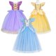 thumbnail image 2 of Vestido de princesa Bella, tutú de tul con lazo de lentejuelas, vestido de fiesta para niñas, celebración de cumpleaños, amarillo y azul, 2 of 5