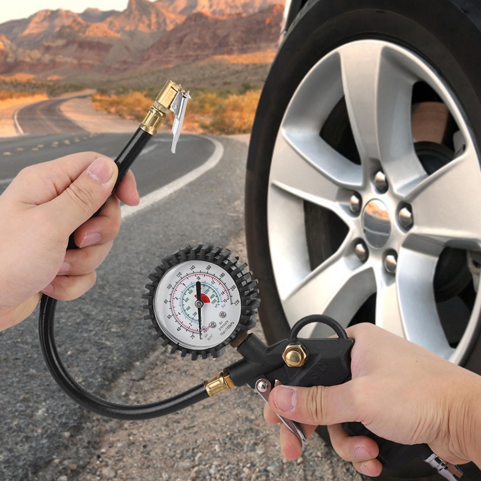 Tire Pressure Gauge, 220PSI Air Compressor Tire Inflator Attachment Inflator Gauge For