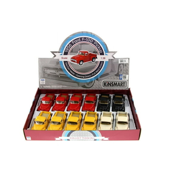 1956 Ford F-100 Pickup Diecast Car Package - Box of 12 1/38 Scale Diecast Model Cars, Assorted Colors