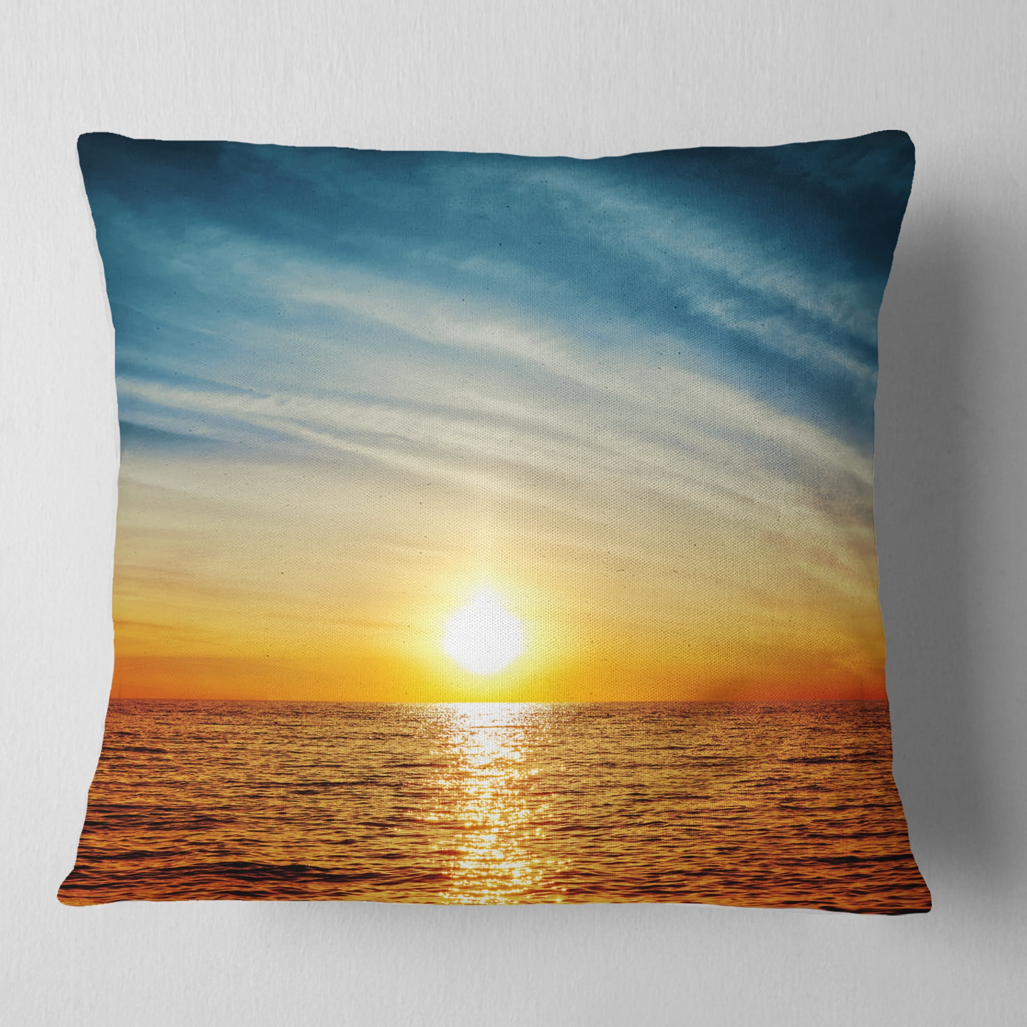Designart 16" x 16" Blue Polyester Throw Pillow