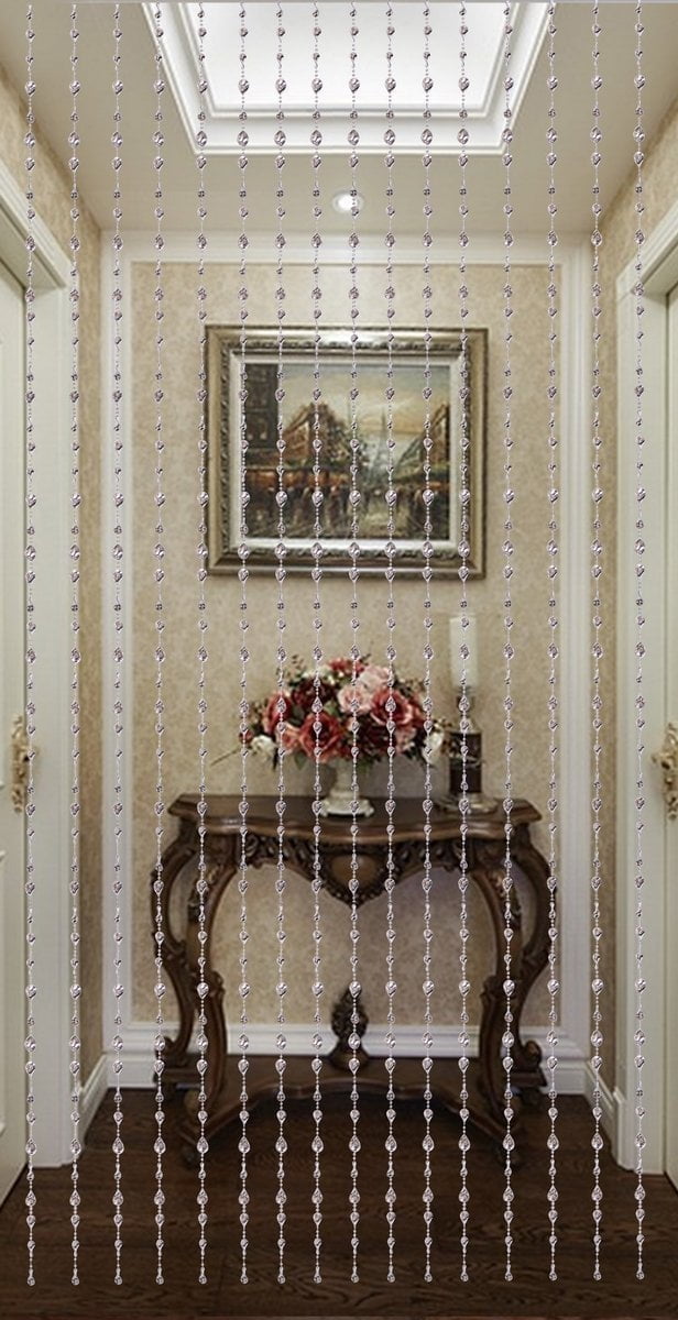 Beautiful Home Decor Acrylic Beaded Curtain - Silver Twisted Drop