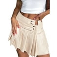 thumbnail image 3 of KelaJuan Women's Mini Pleated Skirt, High Waist Solid Color Metal Ring Front Zip Up Short Skirt, 3 of 6