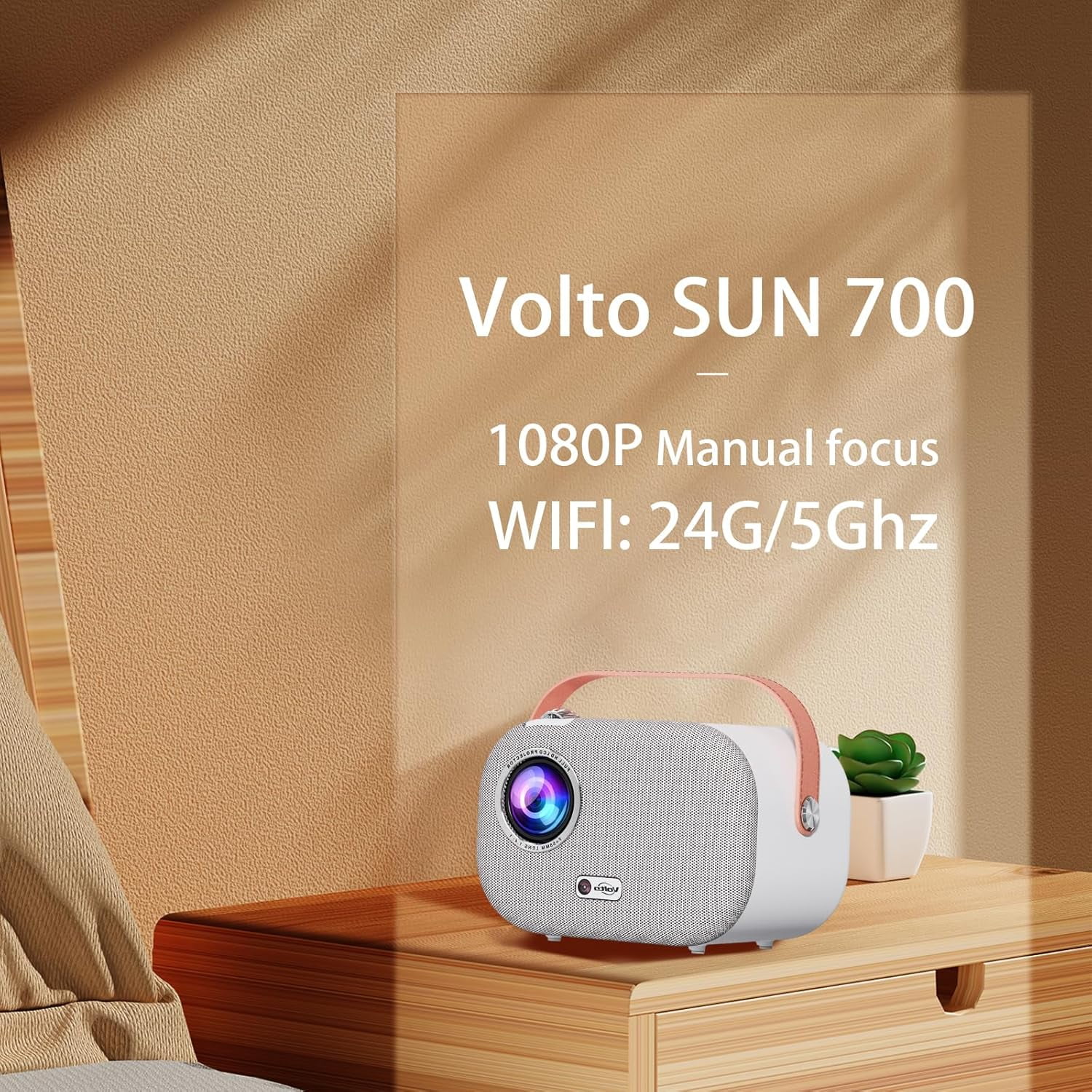 4K+ Home Projector with Direct WiFi,Bluetooth Mobile Projection,Built-in Speaker,Outdoor Compatible,SUN700