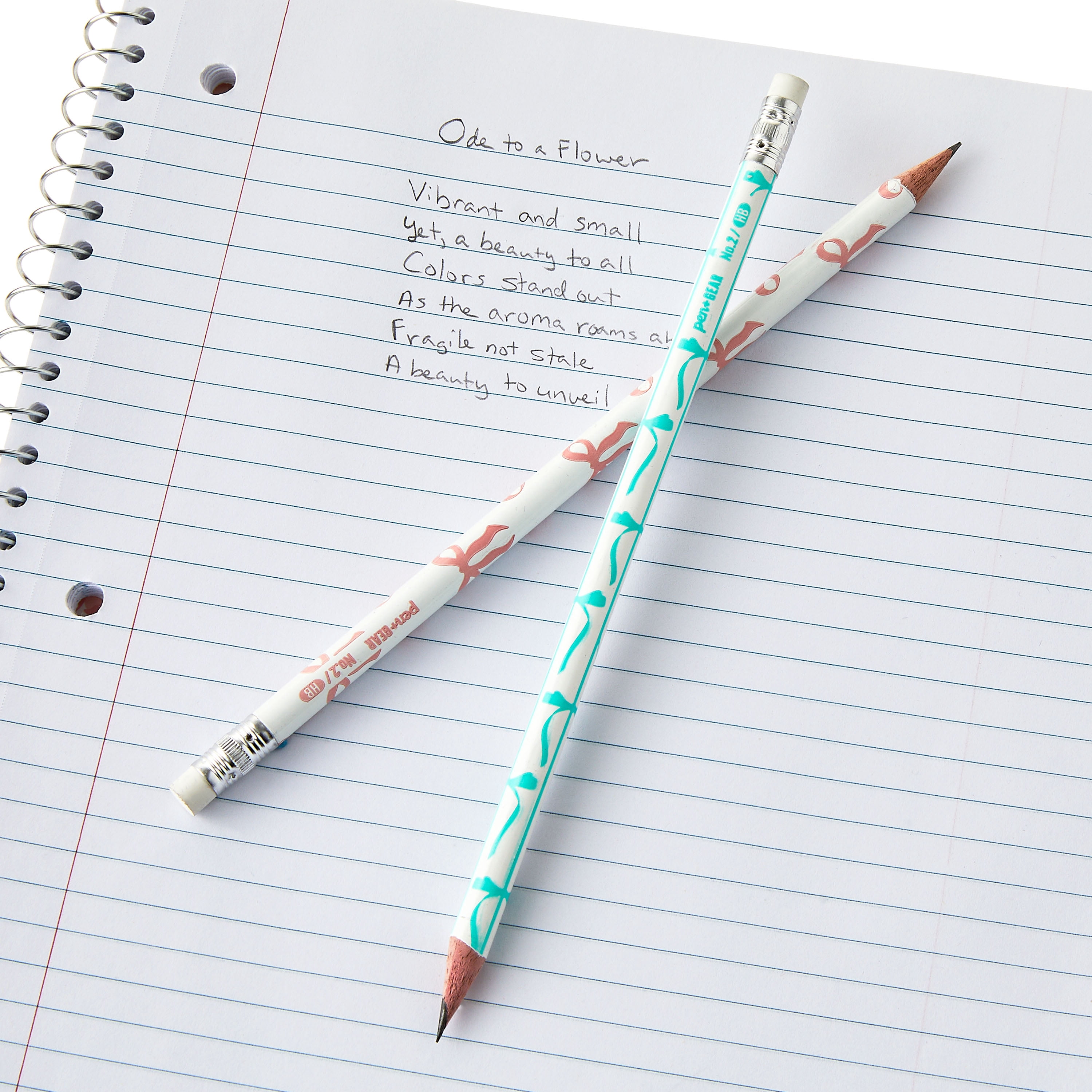 Pen+Gear #2 HB Unsharpened Pencils, 12 Count – Multicolor Bow Designs, Fun for School & Crafts