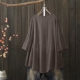 thumbnail image 4 of DuoJiaJ Women Vintage Three Quarter Lace V Neck Plus Size Top T Shirt Blouse Plus Size Off-Shoulder Party Tops Brown L, 4 of 5