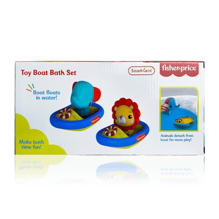 Fisher-Price 4-Piece Bath Boat Toy Set, Toy Boats with Animal Water Toys, Bath Toys for Toddlers 1-3