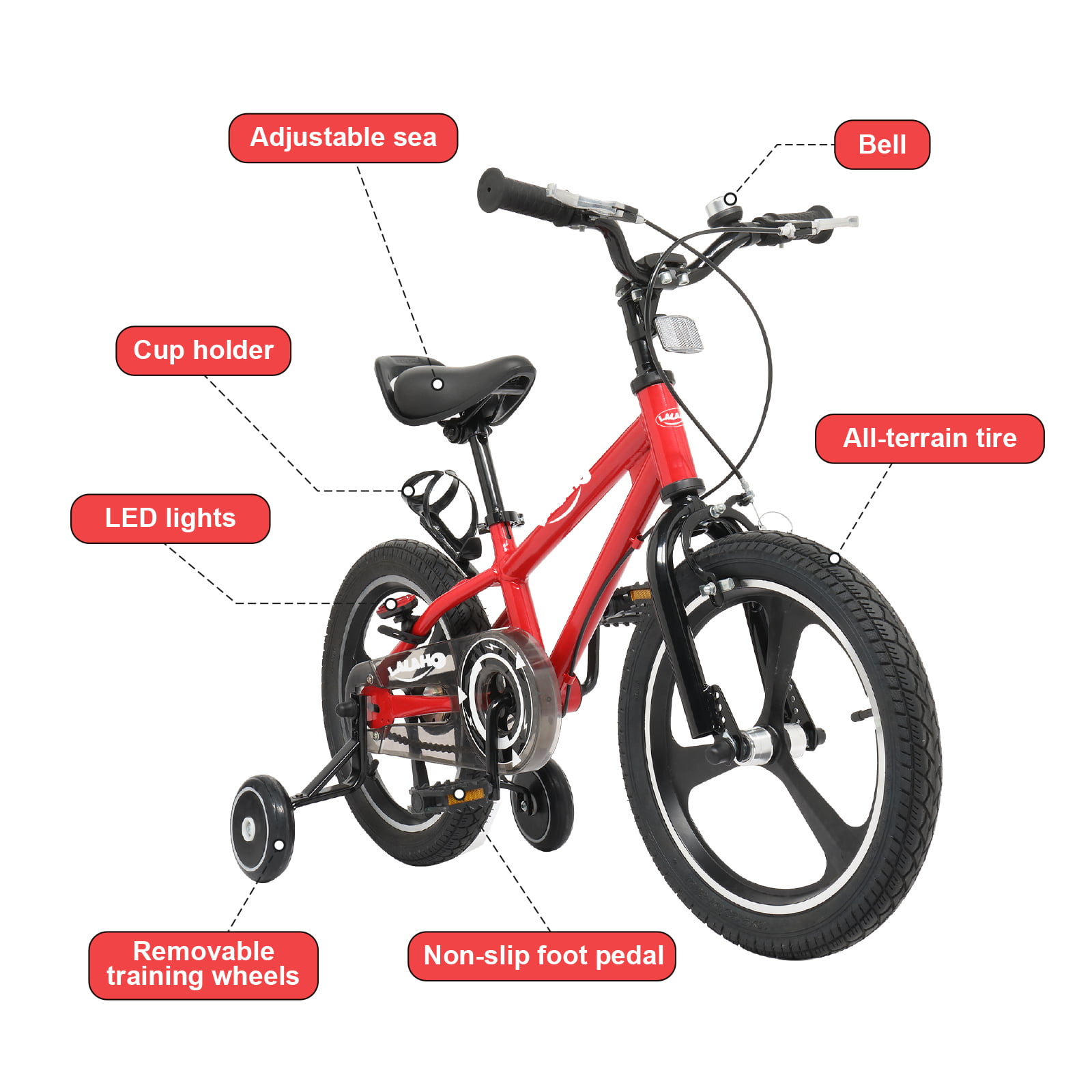 Details about   14" 16" Kids Bike Bicycle Adjustable Seat With Pedal Training Wheel Boy Girl 