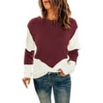 thumbnail image 1 of Gibobby SuéTer De Invierno Para Mujer Suéter de punto con cuello redondo y manga larga para mujer(Rojo,XG), 1 of 4