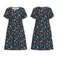 thumbnail image 4 of Defioc Spaceships And Stars In Outer Space Pattern Womens Summer Dresses Short Sleeve Sundress 2025 Beach Vacation Dresses with Pockets -Small, 4 of 5