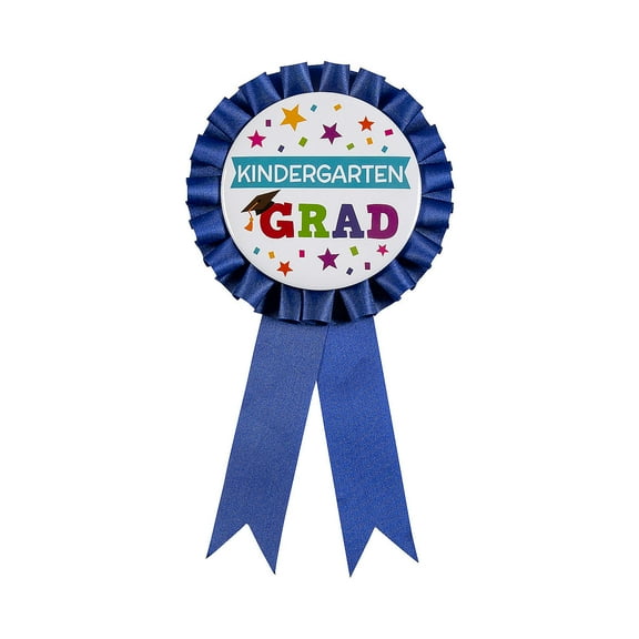 Fun Express Kindergarten Grad Award Metal Button Ribbons 4" x 7 1/4" - 12 Pc