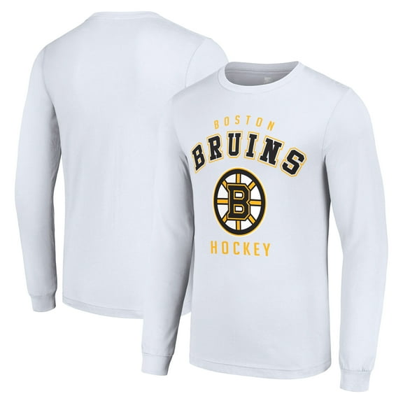 Men's Starter White Boston Bruins Logo Long Sleeve T-Shirt