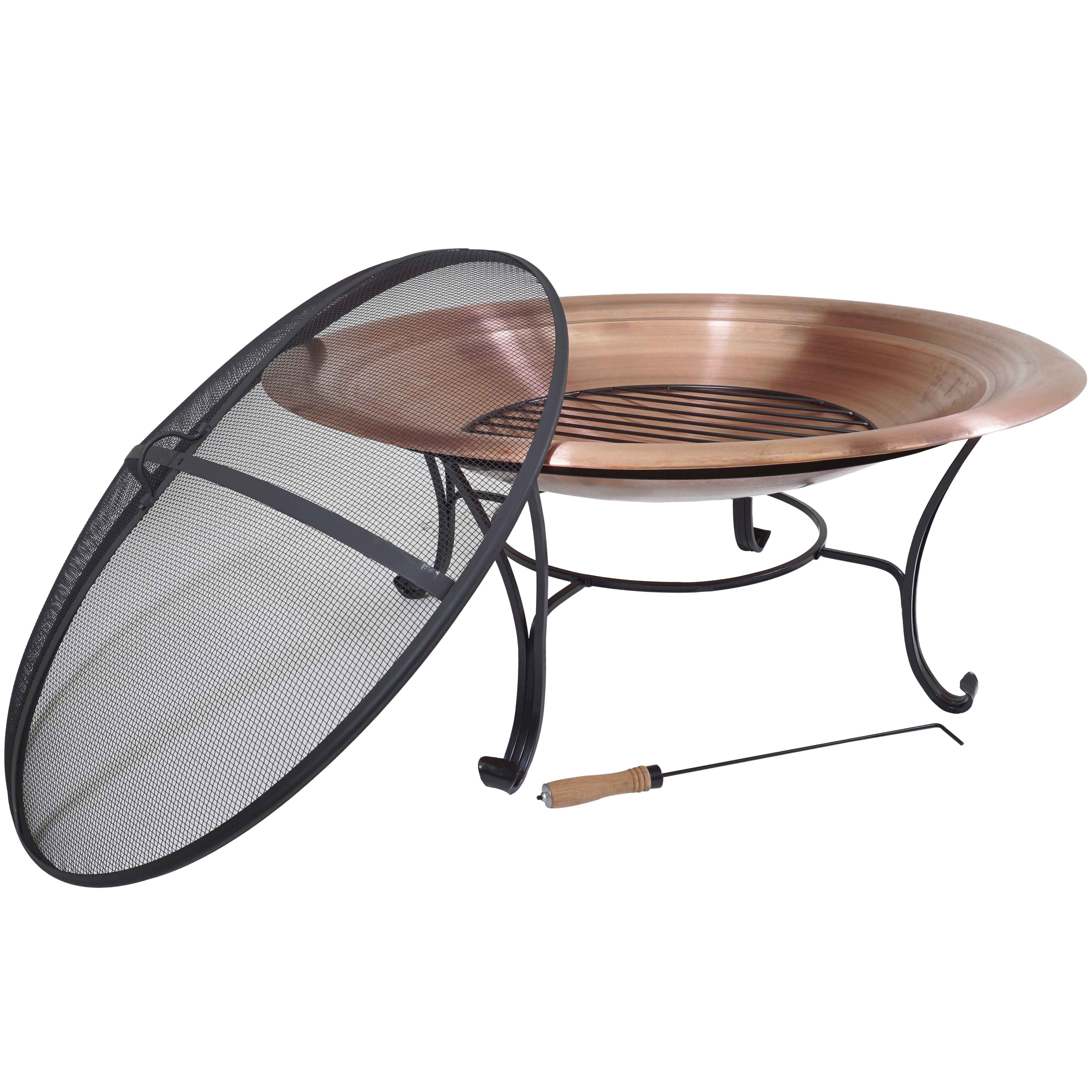 Copper Fire Pit Bowl Wood Burning Patio, Solid Copper Fire Pit