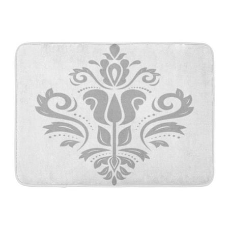 Medallion 2.5 Inch Silver Medallion - KDAGR Gray Medallion Damask Floral Silver Pattern Oriental Abstract Traditional Doormat Floor Rug Bath Mat 23.6x15.7 inch