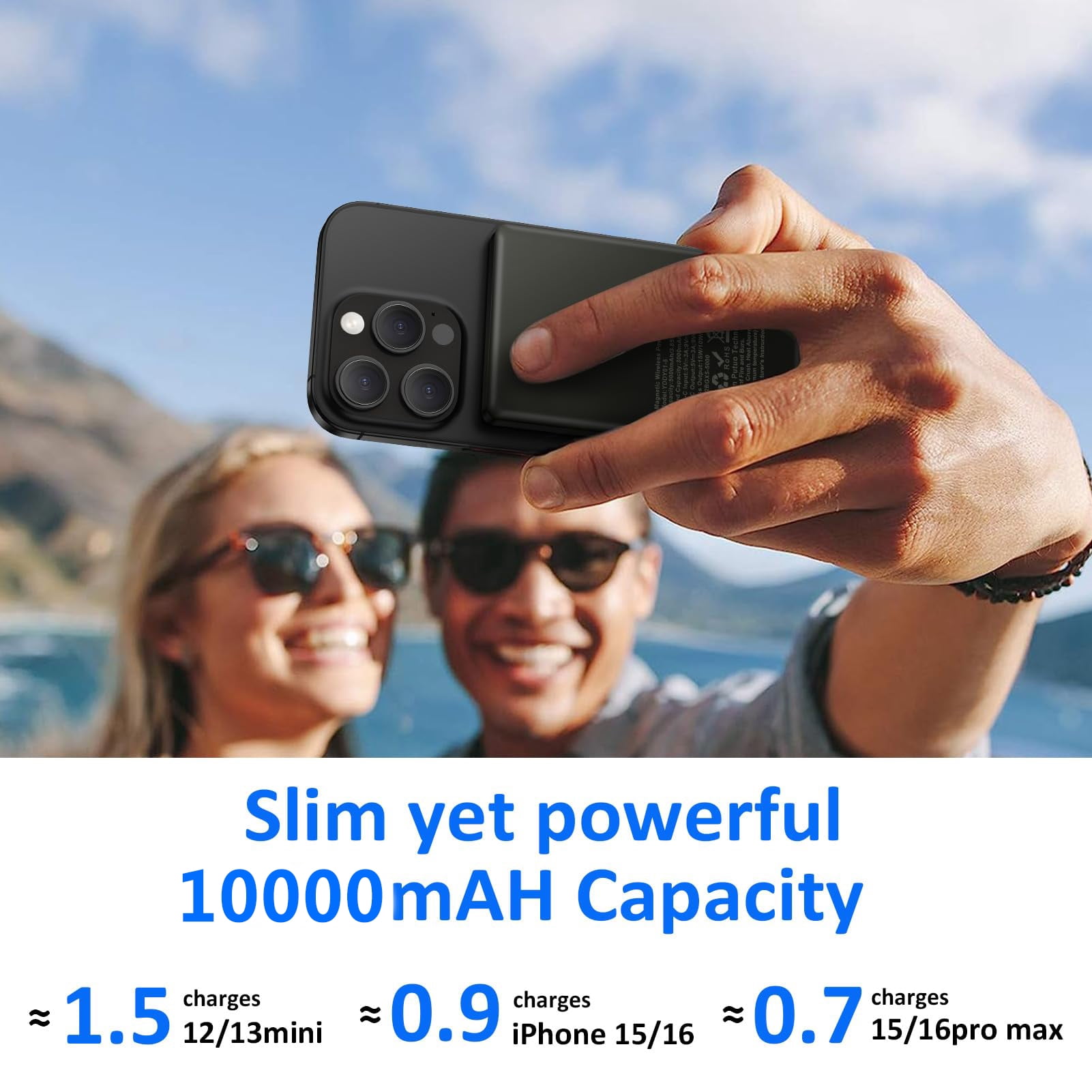 Magnetic Power Bank,10000mAh Wireless Portable Charger 20W PD Magnetic Phone Charger Fast Charging w/ USB C to C Cable,Mini Backup Battery Pack Magsafe Charger Compatible for iPhone Samsung Android