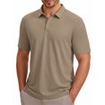 thumbnail image 3 of Puli Men's Short Sleeve Stand Collar Golf Polo 3-Snap 4-Way Stretch Moisture-Wicking Quick Dry, 3 of 7