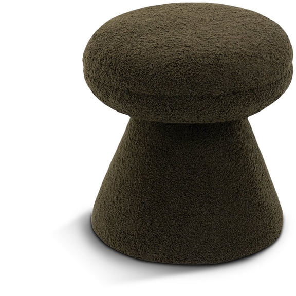 Meridian Furniture Drum Green Faux Shearling Teddy Fabric Ottoman/Stool