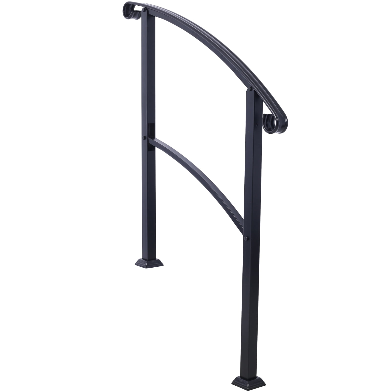 Wrought Iron Handrail, 1-3 Step Adjustable, Non-Slip Design, Powder Coated, Weather Resistant