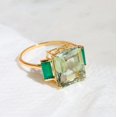 thumbnail image 2 of Green Amethyst Eternity Band , Dainty Minimalist Band Bridesmaid Gold Jewelry Wedding Diamond Band | Birthstone Ring Promise Gift For Wife, 2 of 3