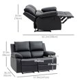 thumbnail image 3 of HOMCOM Double Seat Recliner PU Leather Reclining Sofa with Arms, Black, 3 of 10