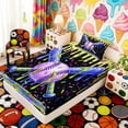 thumbnail image 5 of Erosebridal Purple Green Drippy Baseball Bat Print Twin Sheet Sets, Bold Sports Bedding for Kids Boys and Girls, 1 Flat Sheet, 1 Fitted Sheet and 1 Pillowcase, 5 of 6