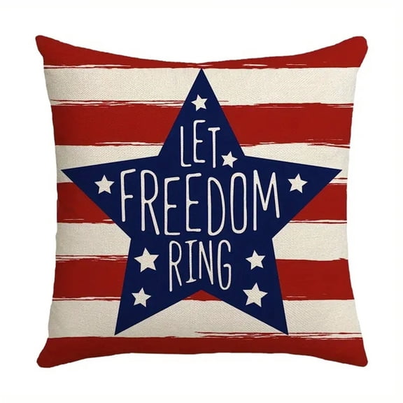Patriotic Pillow Covers Fourth of July Decorations Star American Flag Red White Blue Summer 18x18 Inch Decorative Throw Pillow Cover for Home Living Room Bedroom Patio Couch Decoration