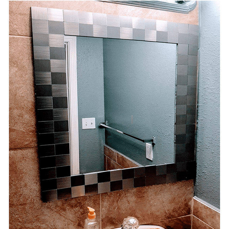 Crystiles Black, Grey, Silver 12 in. x 12 in. Peel and Stick Brushed Aluminum Wall Tile Backsplash, 4 Pieces Crystiles Black, Grey, Silver 12 in. x 12 in. Peel and Stick Brushed Aluminum Wall Tile Backsplash, 4 Pieces