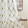 thumbnail image 4 of Topfinel White Sheer Curtains 96 inch Long Geometric SageGreen Embroidered Diamond Grommet Window Curtains for Living Room Bedroom,Tulle Window Drapes, Light Soft Boho Curtains,54x96 inch,2 Panels, 4 of 8