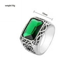 thumbnail image 3 of Men's Ring Titanium Steel Emerald Ring Retro Punk Ring for Men Statement Ring Biker Ring Stainless Steel Ring Gift for Him Men's Jewelry, 3 of 6
