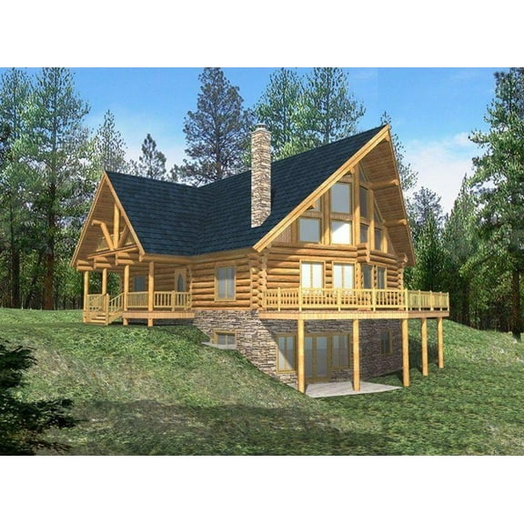 001-1013: Log Mountain 6 Bed, 3 Bath Luxury Home Plan, 3725 Sq Ft: Full Blueprints with License to Build by Home Plan Marketplace - Lesuto