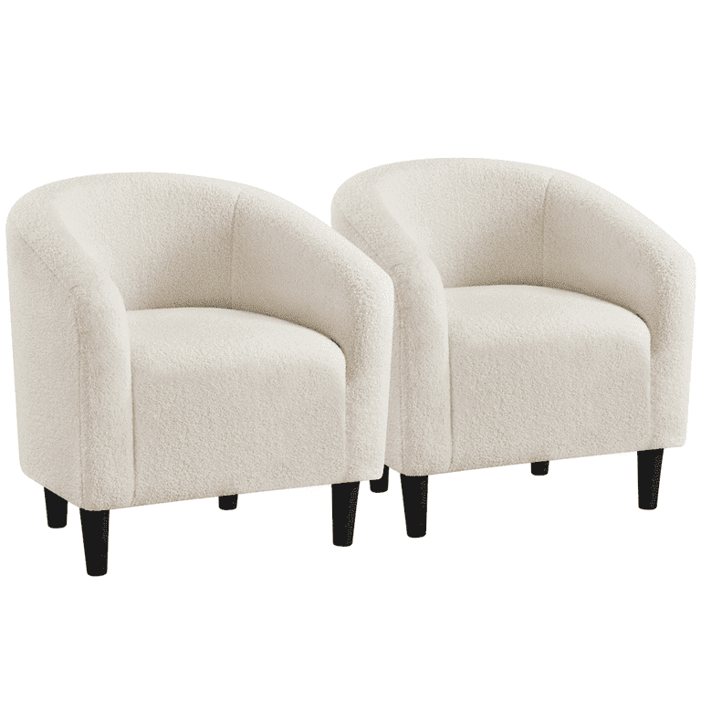 Yaheetech Upholstered Club Chair, Set of 2, Ivory Boucle photo 1