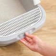 thumbnail image 3 of Cat with Bedpan Easy to Clean Sand Box Container Toilet Pet Litter Tray Kitten Litter Pan Rabbits, Small Animals, Cats White Gray, 3 of 8