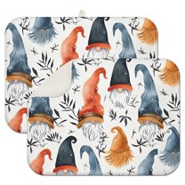Multicolor Christmas Gnome Pattern Dish Drying Mat for Kitchen 1 Pack, Ultra Absorbent Microfiber Dishes Drainer Mats,18x24in(46x61cm)
