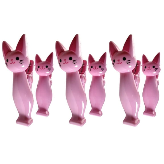 3 Pairs (6 Ct) Pink Cat Style Beach Towel Clips Jumbo Size for Beach Chair, Cruise Beach Patio, Pool Accessories for Chairs, Household Clip, Baby Stroller by C&H Solutions