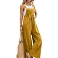 thumbnail image 2 of RPVATI Linen Wide Leg Jumpsuits for Women Casual Adjustable Strap Baggy Overalls Loose Fit Sleeveless Palazzo Pants Rompers Yellow XXL, 2 of 5
