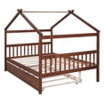 thumbnail image 6 of Bellemave Full Size House Bed with Trundle for Kids, Wood Platform Bed Frame with House Shape Roof for Kids, Teens, Girls & Boys (Walnut), 6 of 10