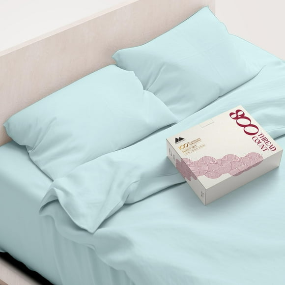 Mayfair Linen Egyptian Cotton King Bed Sheets - 800 Thread Count 4Pc Sea Foam King Sheet Set Sateen Weave Luxury Hotel Sheets Soft Cooling Bedsheet 16"" Deep Pocket (Fits Upto 18"" Mattress)