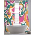 thumbnail image 4 of Colorful Moire Sheer Curtains 84 Inch Length 2 Panels Set, Modern Art Abstract Geometric Voile Window Treatment Rod Pocket Curtains Sheers Drapes for Bedroom/Living Room/Kitchen 52"x84"x2, 4 of 7