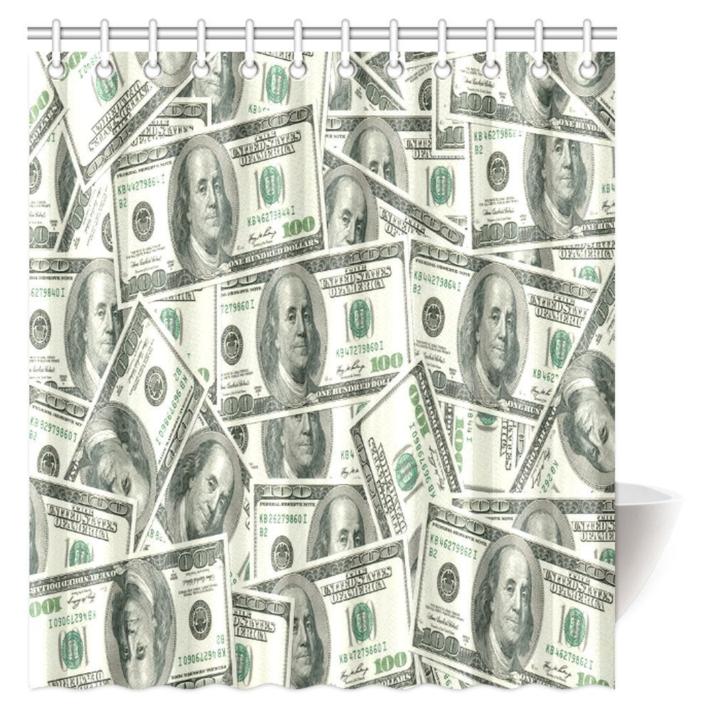 POP Funny Shower Curtain, Dollar Hundred Money Symbol Funny Lover Rich