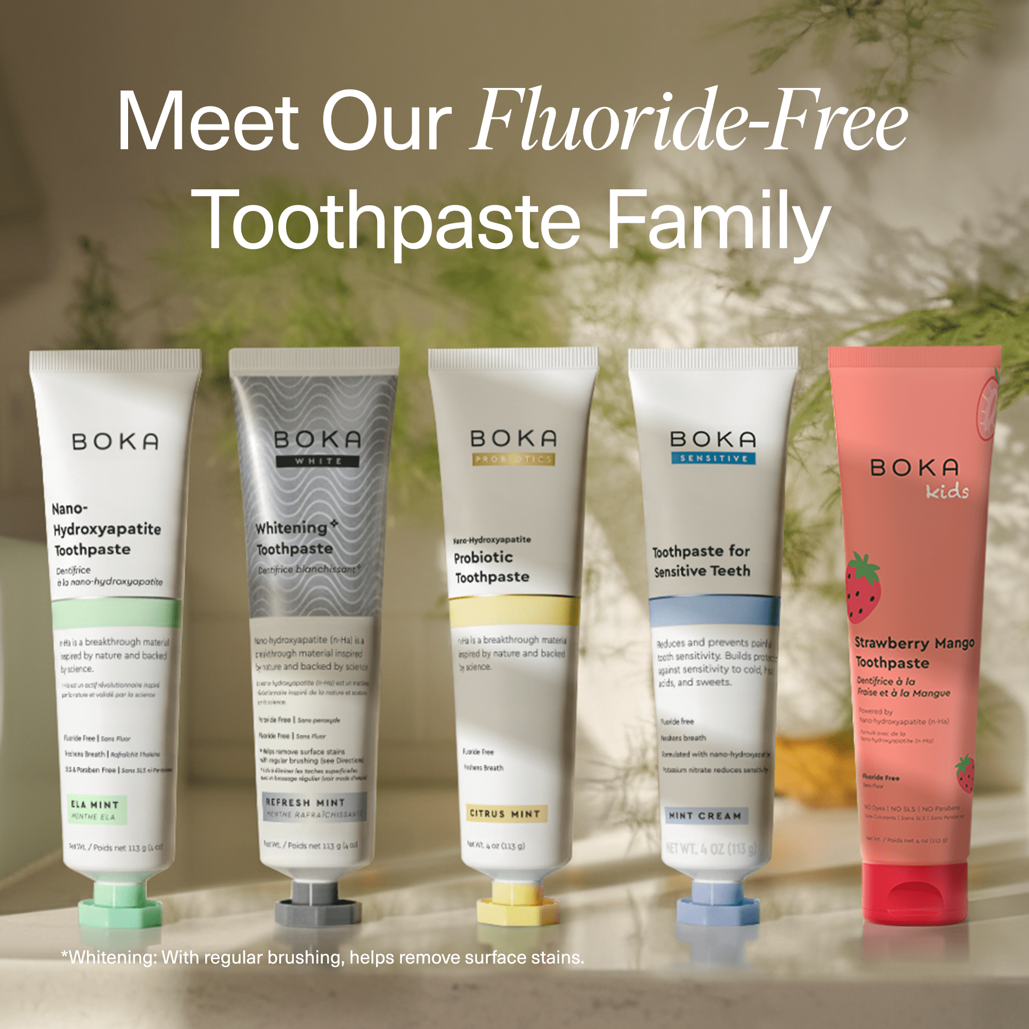 Boka Fluoride Free Toothpaste, Nano Hydroxyapatite Toothpaste, Appropriate for Sensitive Teeth - Cherry Blossom Flavor - 3.4 fl oz