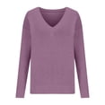 thumbnail image 5 of Mgmyaa Women's V-Neck Pullover Sweater Solid Color Long Sleeve Casual Knit Tops for Fall Winter Daily Wear Comfortable Stretchy Blouse Clothing, 5 of 5
