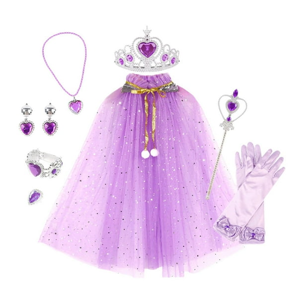 Conjunto de disfraz de princesa, disfraz de princesa para niñas, para festivales, juegos de simulación Púrpura