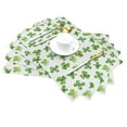 thumbnail image 2 of ZNDUO Placemats, 1 PCS Heat Resistant Stain Resistant Woven PVC Insulation Placemats, Durable Washable Elegant Table Mats for Dining-Green Four Leaf Clover, 18"x12", 2 of 6