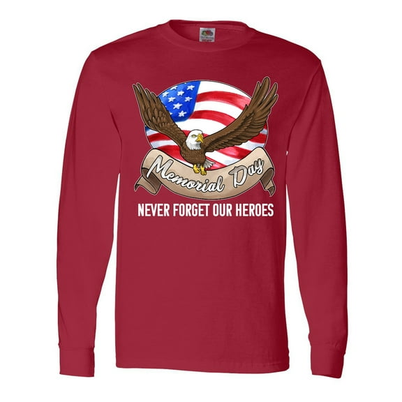 Inktastic Memorial Day- Never Forget Our Heroes- Bald Eagle Long Sleeve T-Shirt