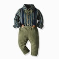 thumbnail image 2 of 3-6 Months Infant Baby Boy 2Pcs Long Sleeves Gentleman Outfit Clothes Sets 9 12 18 Months 2T 3T 4T 5T 6T Formal Bowtie Shirt Suspender Pants Wedding Dress Suits Toddler Boys Winter Clothes,Green, 2 of 5