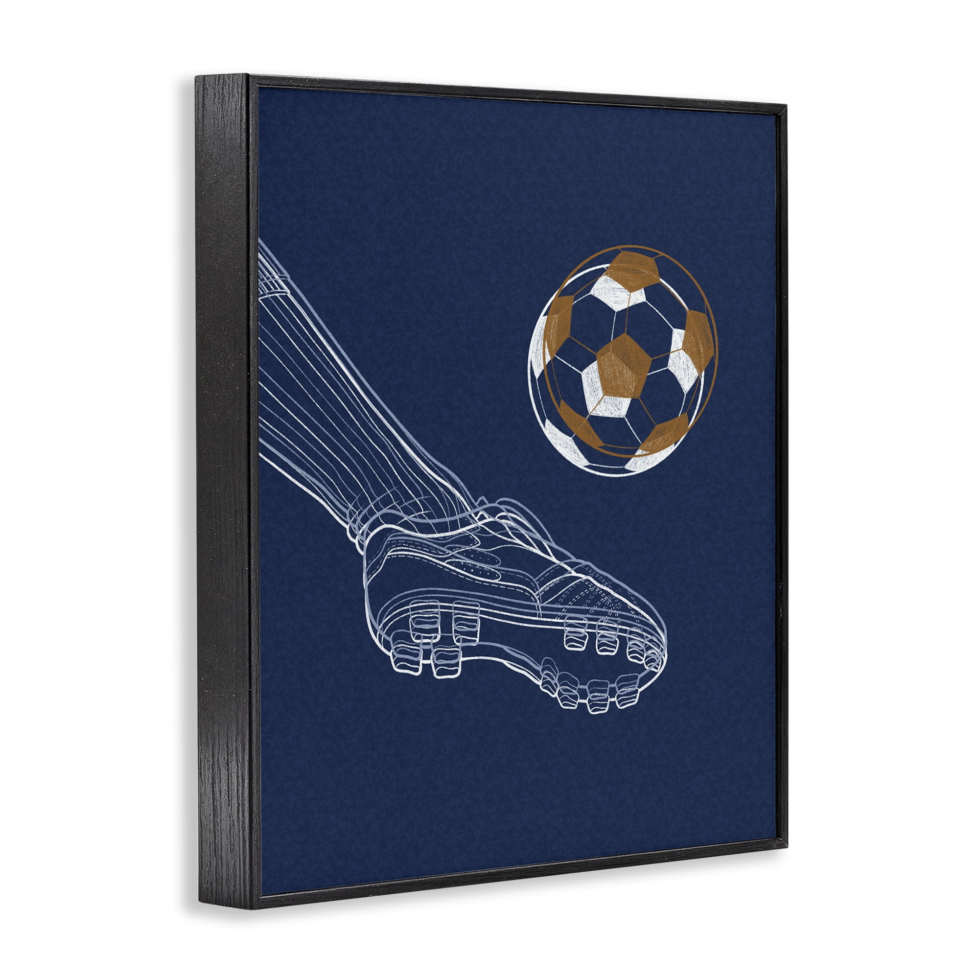 Stupell Industries Soccer Lines Contour Black Framed Giclee Art, design by Marcus Prime